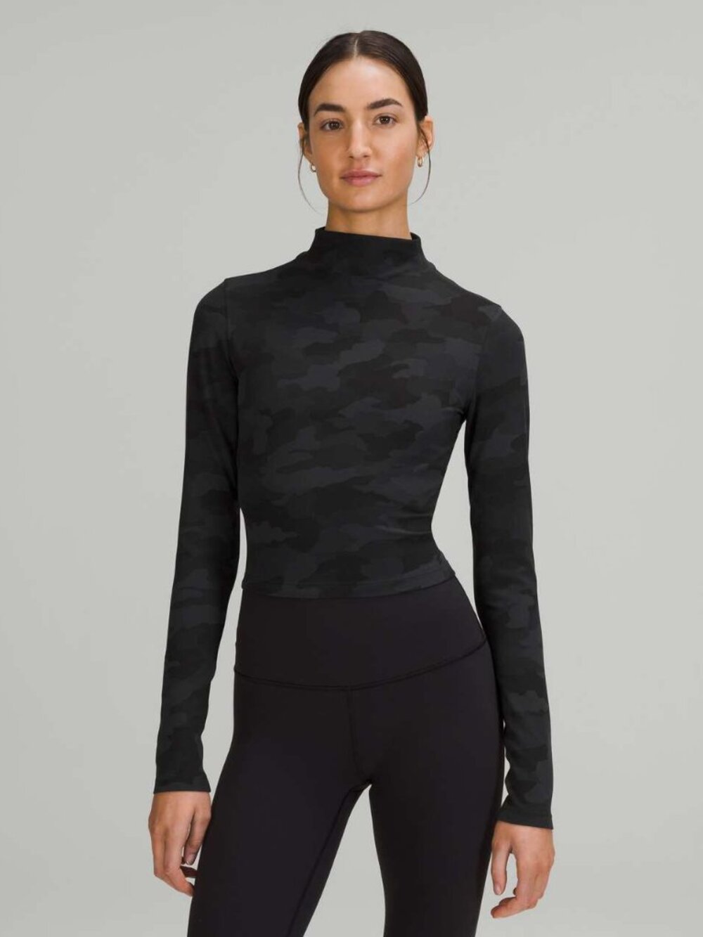 Lululemon All Aligned Mock Neck Long Sleeve *Nulu Heritage 365 Camo Deep Coal